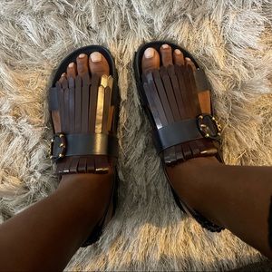 CURRENT SEASON! Tory Burch! Multi Logo Kiltie Sandal